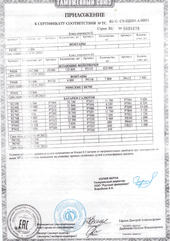 Сертификат соответствия № 0324578  - Буй | buj.salutsklad.ru 